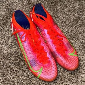 Nike Pink and Green Outdoor Cleats
